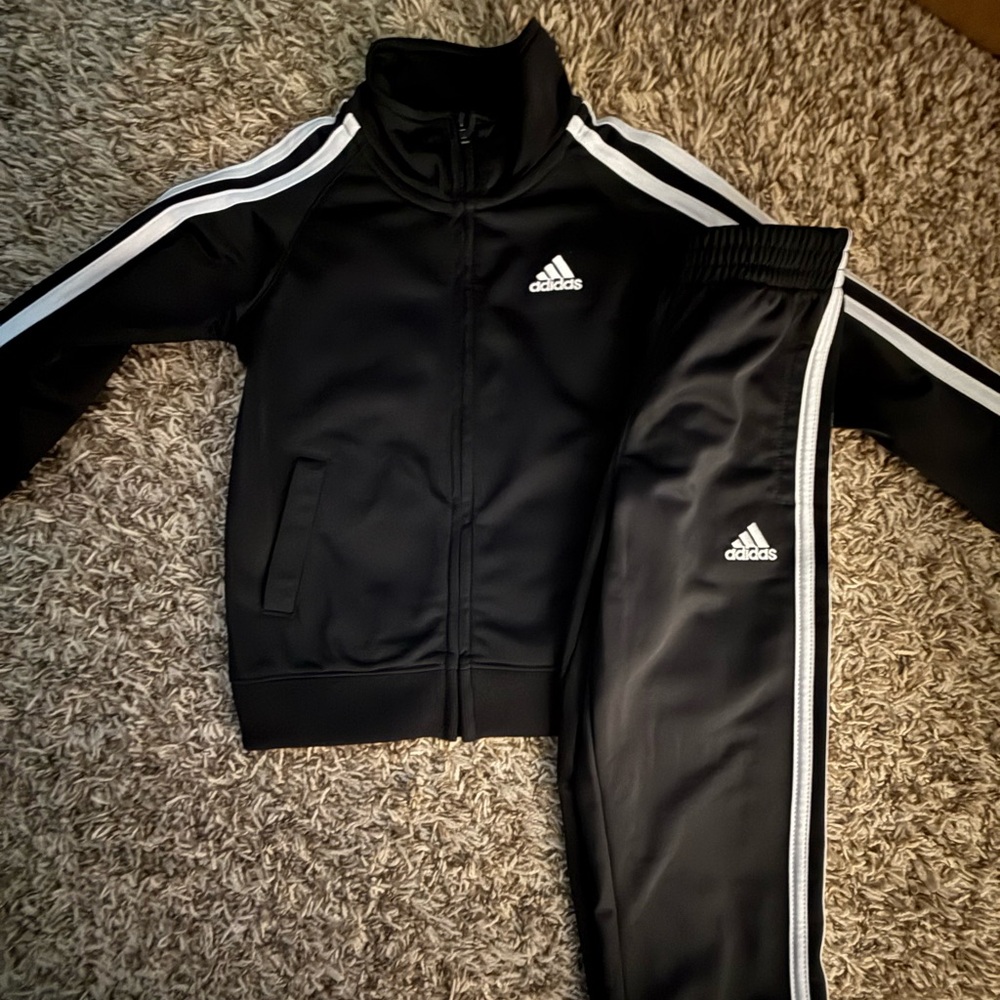 Adidas Kids Black and White Tracksuit Set
